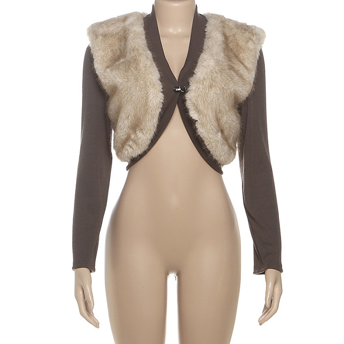 Cropped Fur  Cardigan