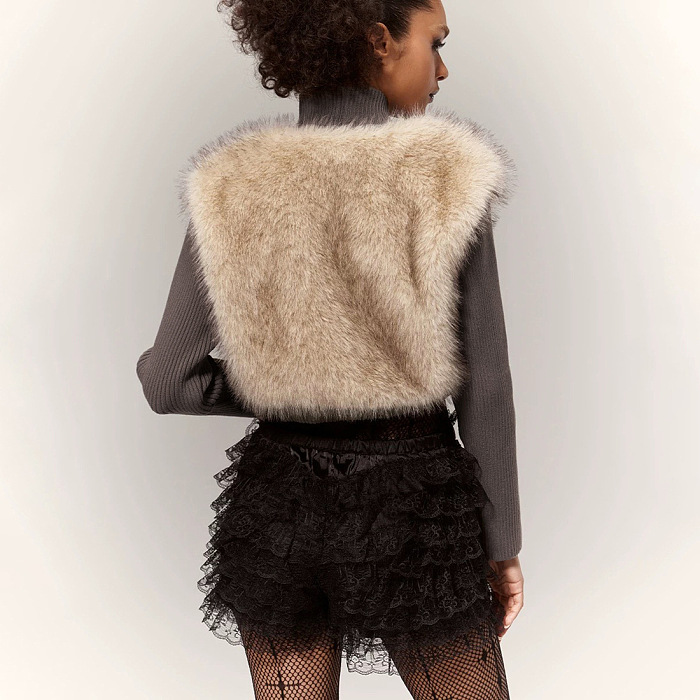 Cropped Fur  Cardigan