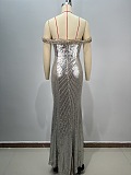 Evening Dress in Silver & gold