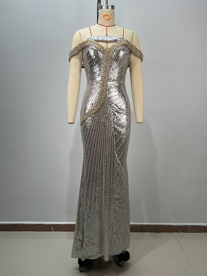 Evening Dress in Silver & gold