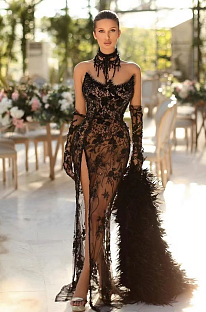 Off-shoulder Lace Gown