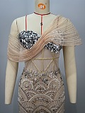 Strapless Mesh Sequins Gown