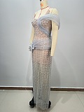 Beaded Evening Dress in Flower Detail