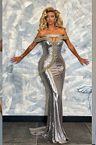 Evening Dress in Silver & gold