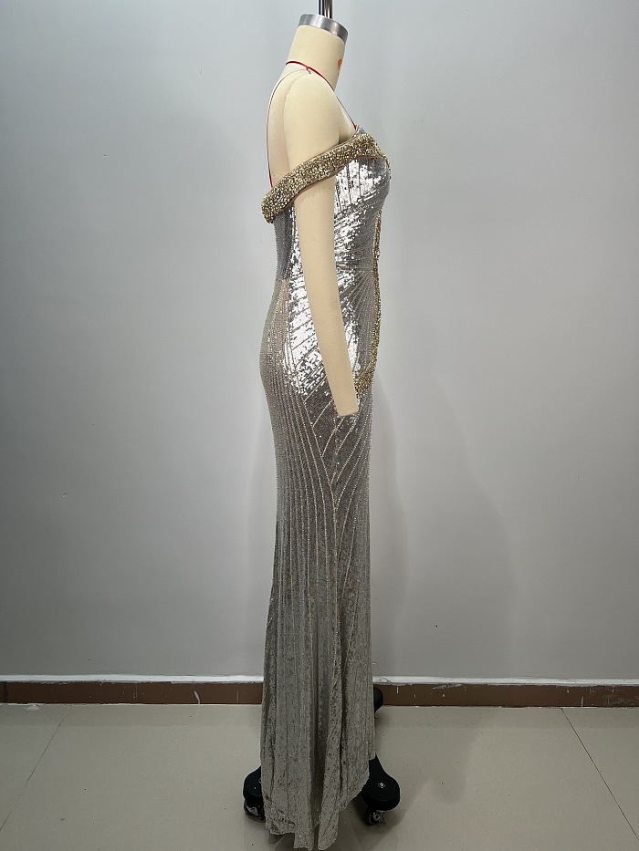 Evening Dress in Silver & gold