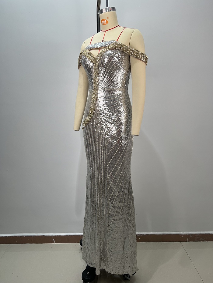 Evening Dress in Silver & gold