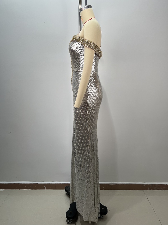 Evening Dress in Silver & gold