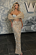 Strapless Mesh Sequins Gown