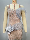 Beaded Evening Dress in Flower Detail