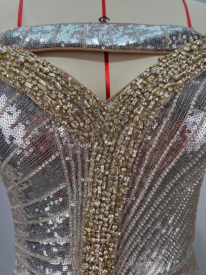 Evening Dress in Silver & gold