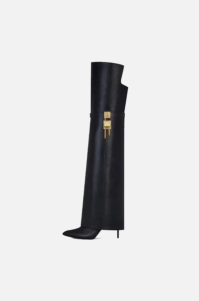 Calfskin Buckle High Boots
