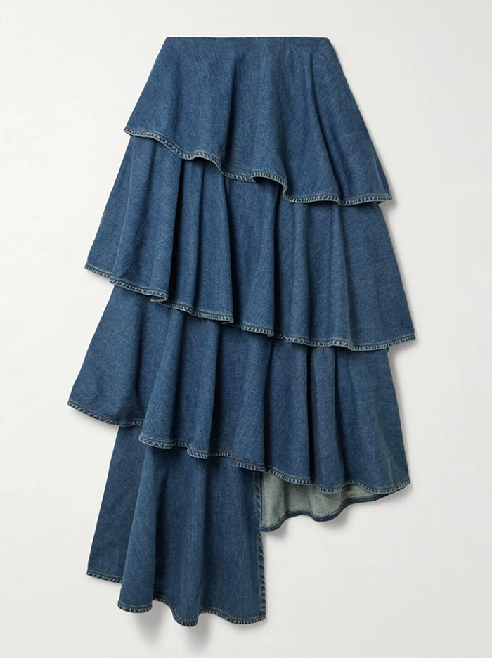 Denim Pleated Skirt Set