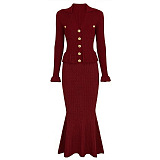 Knit Slim-fit Skirt Set