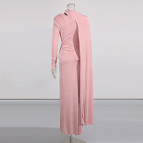 Slim-fit Cape Long Dress