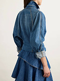 Denim Pleated Skirt Set