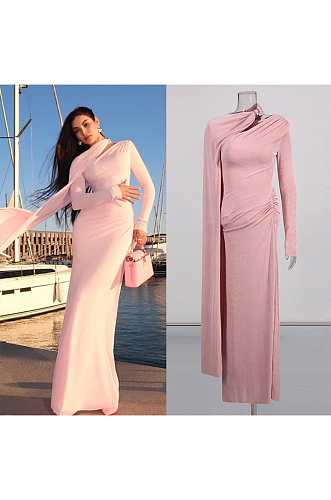 Slim-fit Cape Long Dress