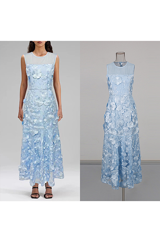 Embroidered Off-should Midi Dress