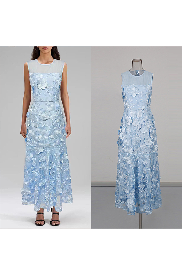 Embroidered Off-should Midi Dress