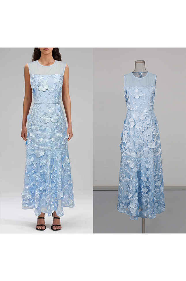 Embroidered Off-should Midi Dress