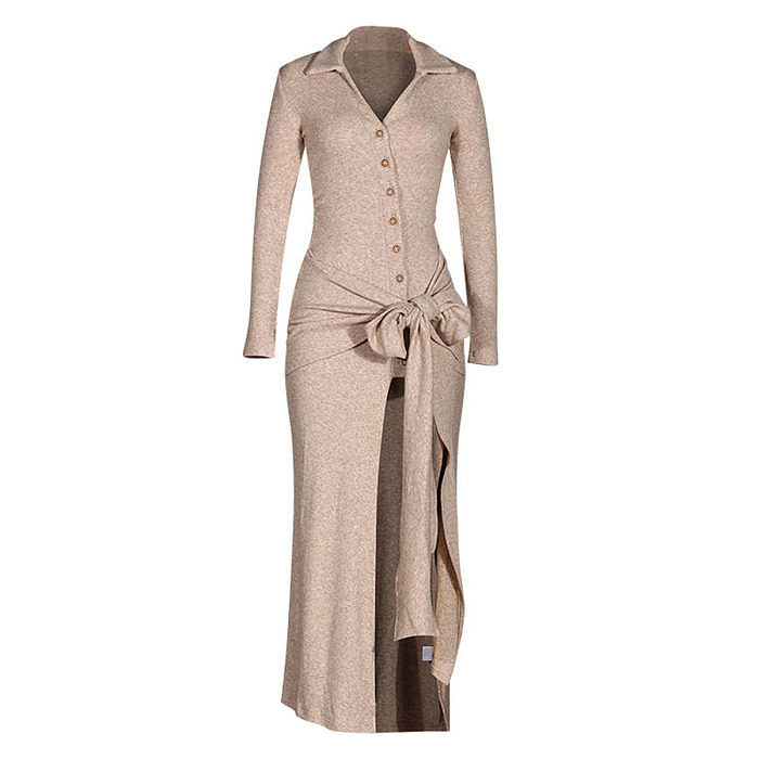 Slim-fit Slit Long Dress