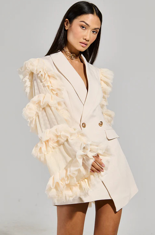 Fringes Sleeve Blazer Dress