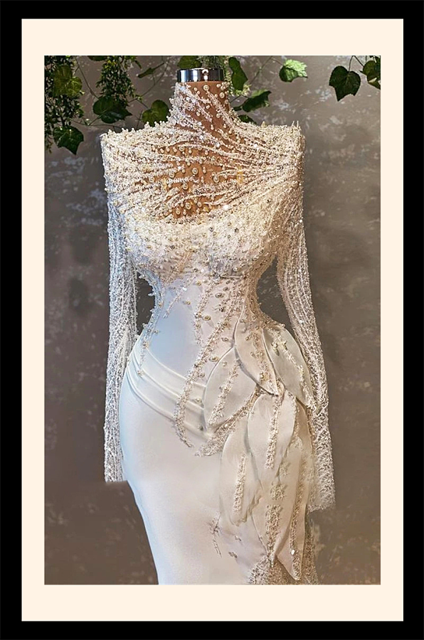 Slim-fit Evening Gown in white