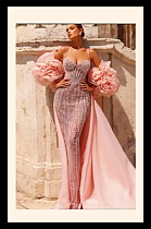 Sequins Evening Gown in Flowers Sleeve