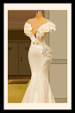 Plunging Neck Evening Gown in Off-white