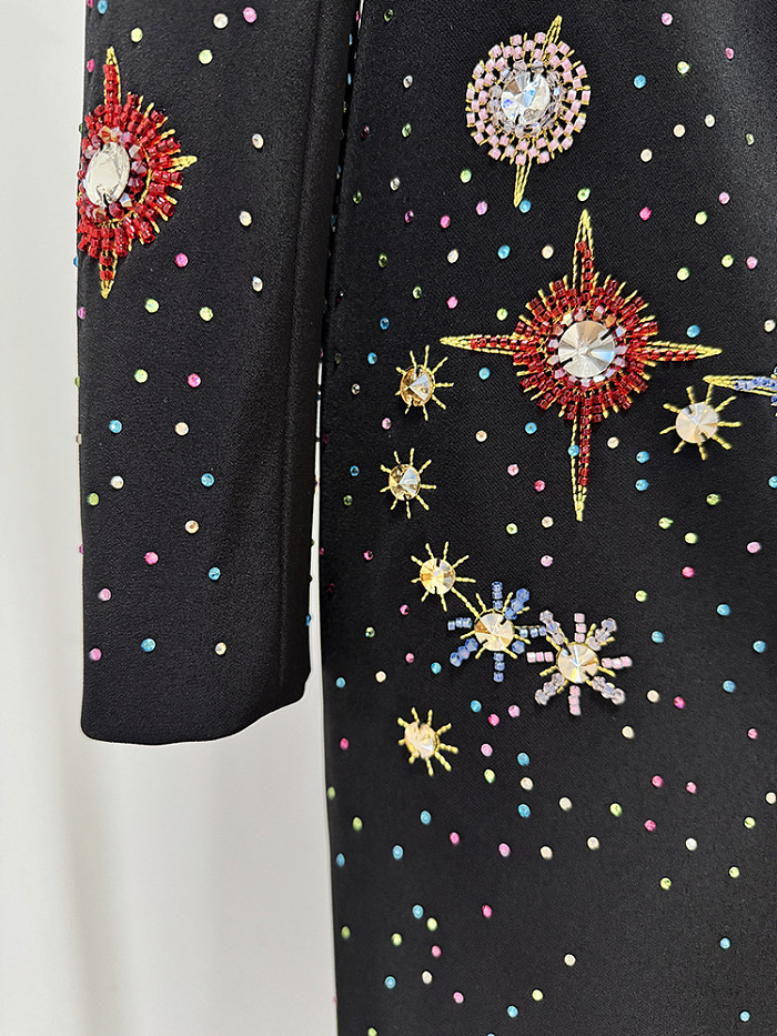 Beaded Mock Neck Party Dress