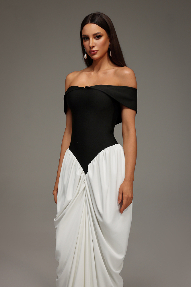 Leha Sleeveless Off The Shoulder Wrinkles Bandage Maxi Dress