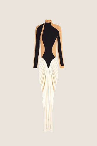 Bent Bodycon Mesh Ruch Split Maxi Dress