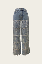 Ajamu Sequin Chain Straight Jeans