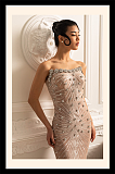 Sophisticated Evening Gown With Shimmering Sequin Embellishments - Beige