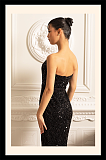 Glamourous Beaded Gown With Detachable Veil - Black