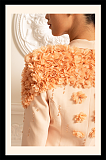 Long Overcoat With 3D Contrasting Floral Shoulder And Back Accents - Peach