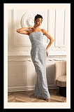 Glamourous Beaded Gown With Detachable Veil - Blue