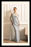 Glamourous Beaded Gown With Detachable Veil - Blue