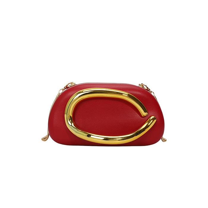 Clutch With Gold Sculptural Handle