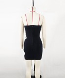 Strapless Mini Dress With Contrasting Lace Flower Embellishments - Black