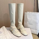 Studded Boots With Pearl Strap Detail – Ivoire