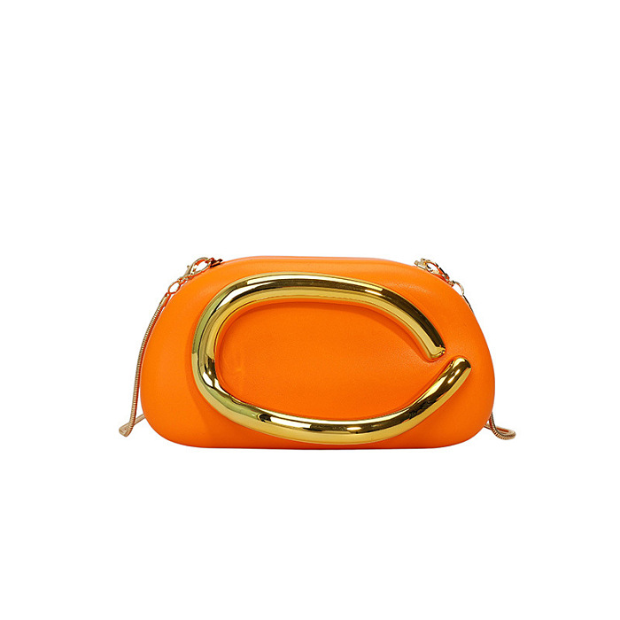 Clutch With Gold Sculptural Handle