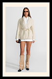 Cashmere Trim Jacket With Belted Waist and Fox Fur – Ivoire