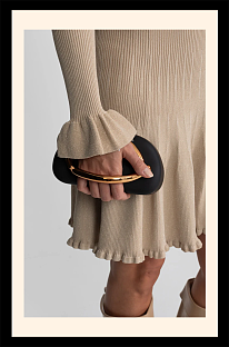 Clutch With Gold Sculptural Handle