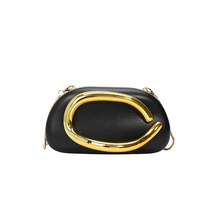 Clutch With Gold Sculptural Handle