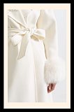 Cashmere Overcoat With Fox Fur Cuffs And 3D Floral Detailing - Ivoire