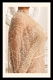 Glamourous Beaded Gown With Detachable Veil - Beige