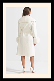 Cashmere Overcoat With Fox Fur Cuffs And 3D Floral Detailing - Ivoire