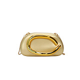 Clutch With Gold Sculptural Handle