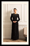 Elegant Long Dress With Sparkling Embellishments - Black