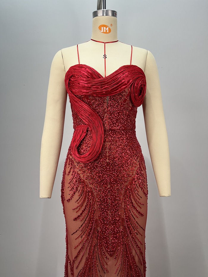 Kaloni Strapless Sequin Mesh Maxi Dress